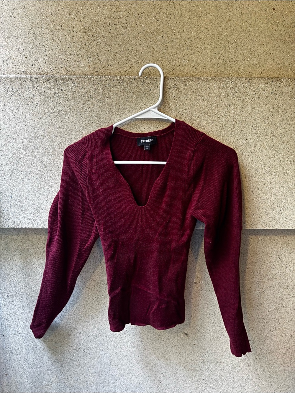 Express Women's V-Neck Sweater - Wine Red